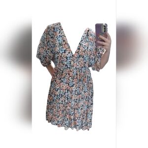 O'Neill Floral Midi Dress - Black and Peach